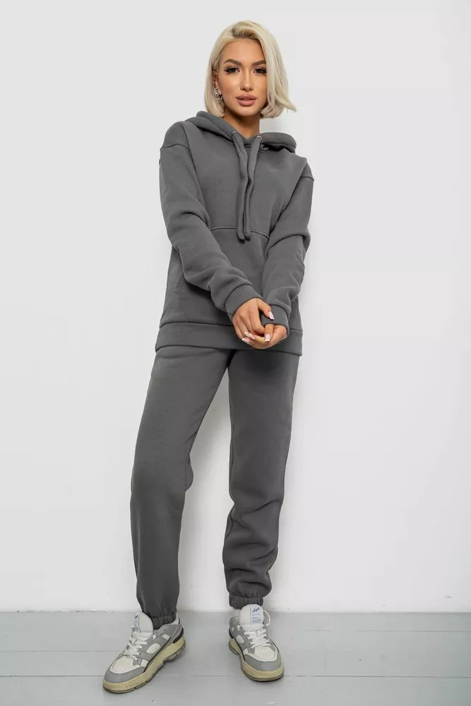 Купить Спортивный костюм женский на флисе, цвет серый, 247R2039 - Фото №1