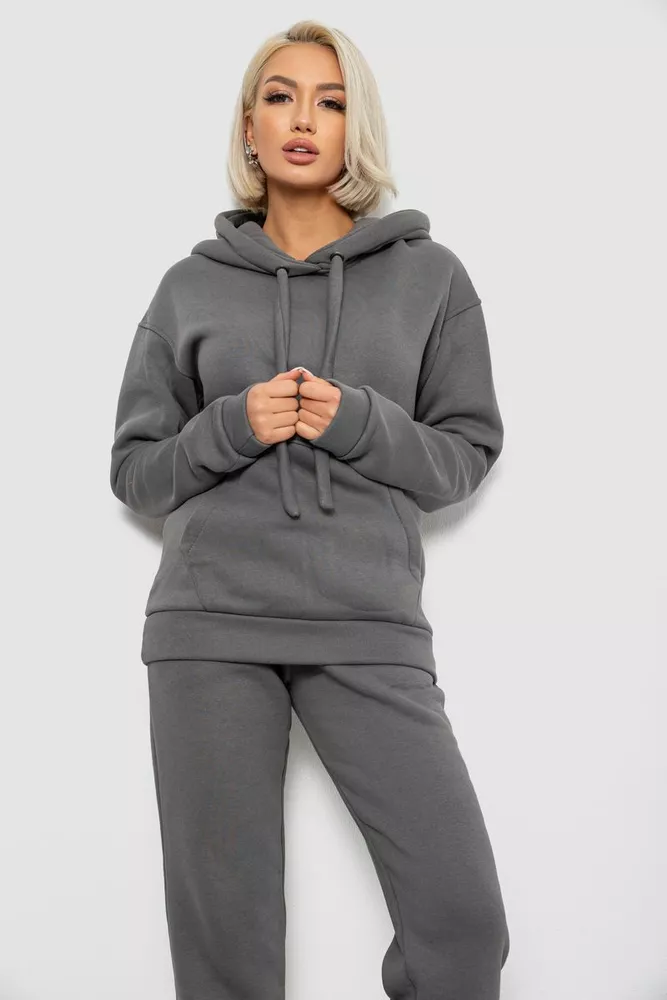 Купить Спортивный костюм женский на флисе, цвет серый, 247R2039 - Фото №2