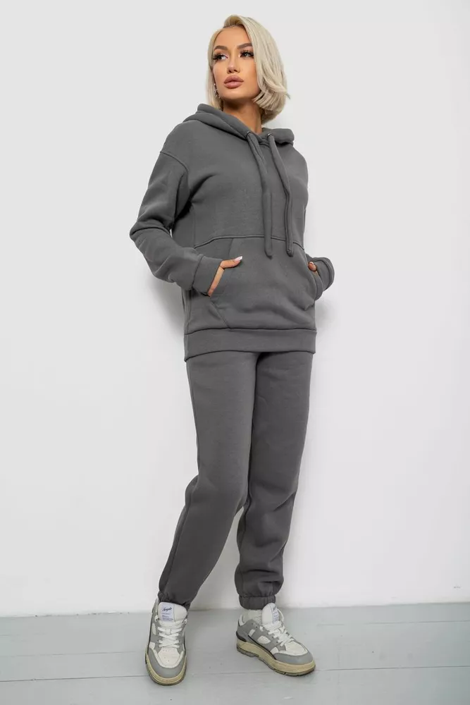 Купить Спортивный костюм женский на флисе, цвет серый, 247R2039 - Фото №3