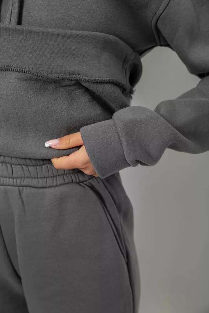 Купить Спортивный костюм женский на флисе, цвет серый, 247R2039 - Фото №5