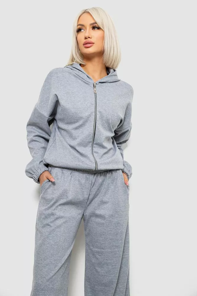 Купити Спортивний костюм жіночий однотонний, колір сірий, 244R0427 - Фото №2