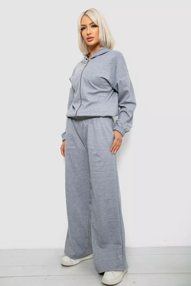Купити Спортивний костюм жіночий однотонний, колір сірий, 244R0427 - Фото №3