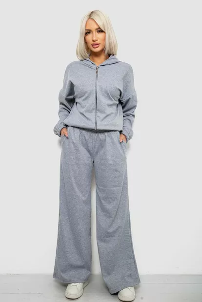Спортивный костюм женский однотонный, цвет серый, 244R0427