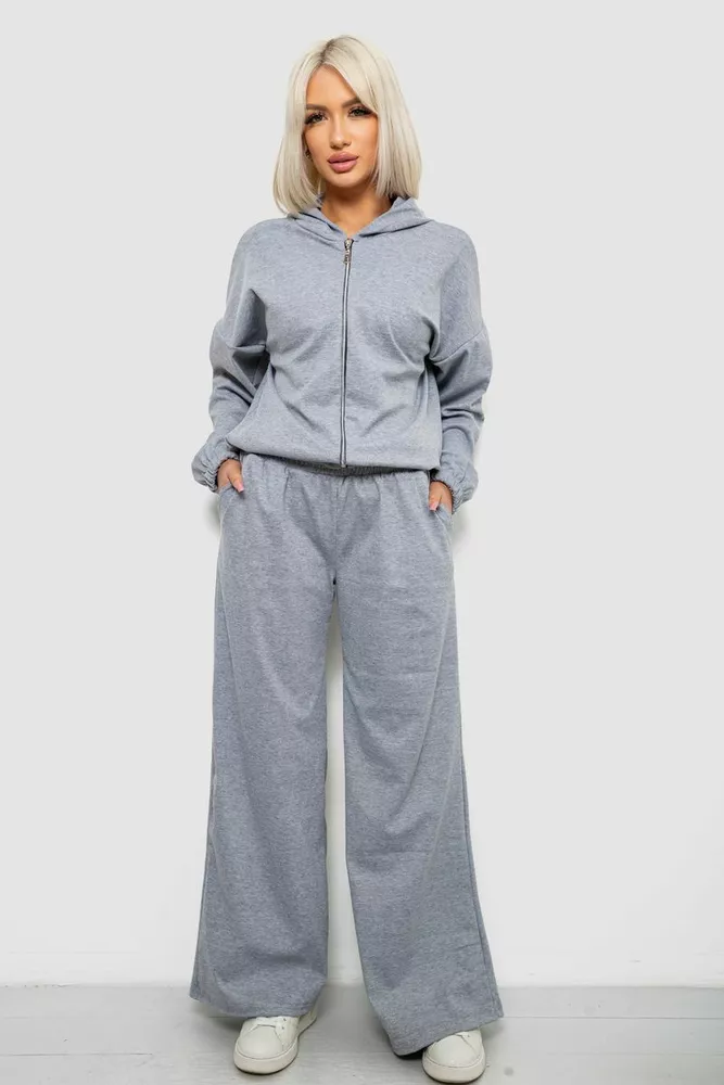 Купити Спортивний костюм жіночий однотонний, колір сірий, 244R0427 - Фото №1