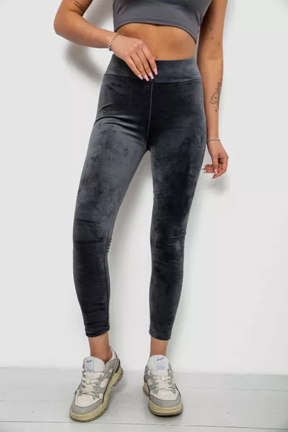 Лосины женские велюровые однотонные, цвет серый, 214R263