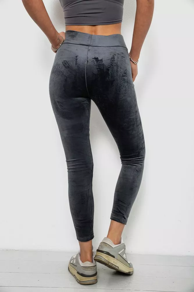 Купить Лосины женские велюровые однотонные, цвет серый, 214R263 - Фото №4