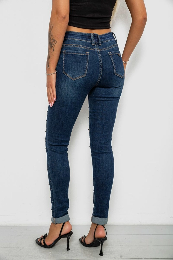 Купить Джинсы женские однотонные Skinny, цвет синий, 244RA-019 - Фото №4