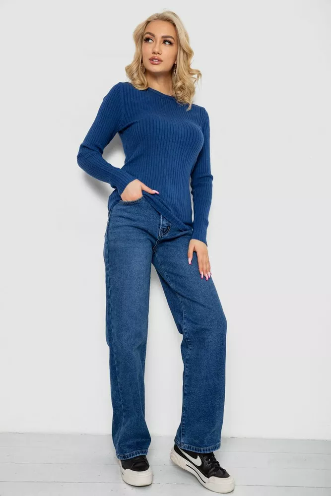 Купить Кофта женская однотонная  -уценка, цвет синий, 244R2031-U-2 - Фото №2