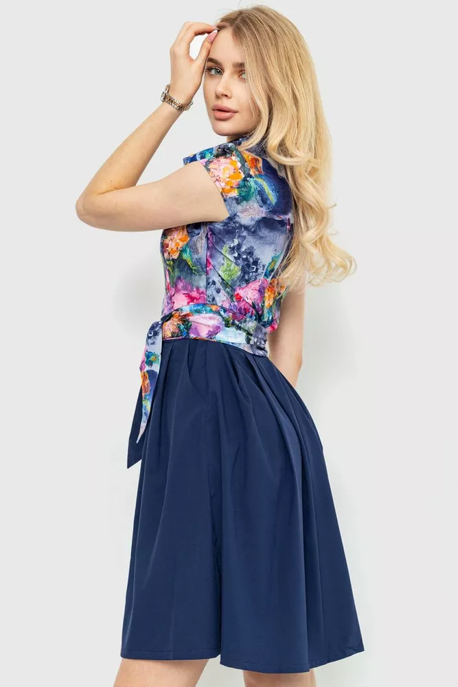 Купити Сукня софт із квітковим принтом, колір синій, 230R79-3 оптом - Фото №4