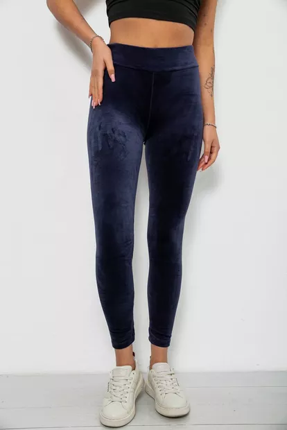 Лосини жіночі велюрові однотонні, колір синій, 214R263