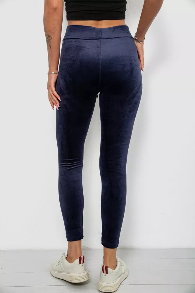 Купить Лосины женские велюровые однотонные, цвет синий, 214R263 - Фото №4