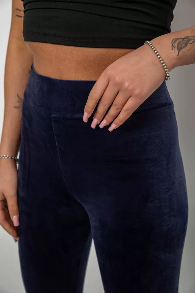 Купить Лосины женские велюровые однотонные, цвет синий, 214R263 - Фото №5