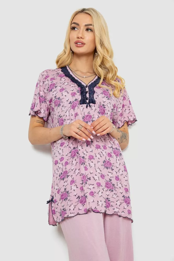Купить Пижама женская с принтом  -уценка, цвет сиреневый, 243R6971-U-1 - Фото №2