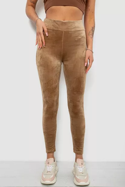 Лосины женские велюровые однотонные, цвет мокко, 214R263