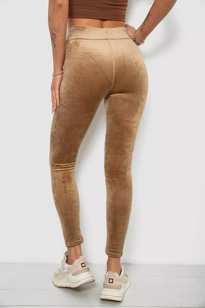 Купить Лосины женские велюровые однотонные, цвет мокко, 214R263 - Фото №4