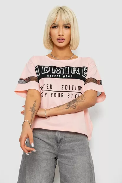 Футболка женская с принтом, цвет персиковый, 244R2153-5