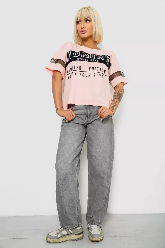 Купить Футболка женская с принтом, цвет персиковый, 244R2153-5 - Фото №2