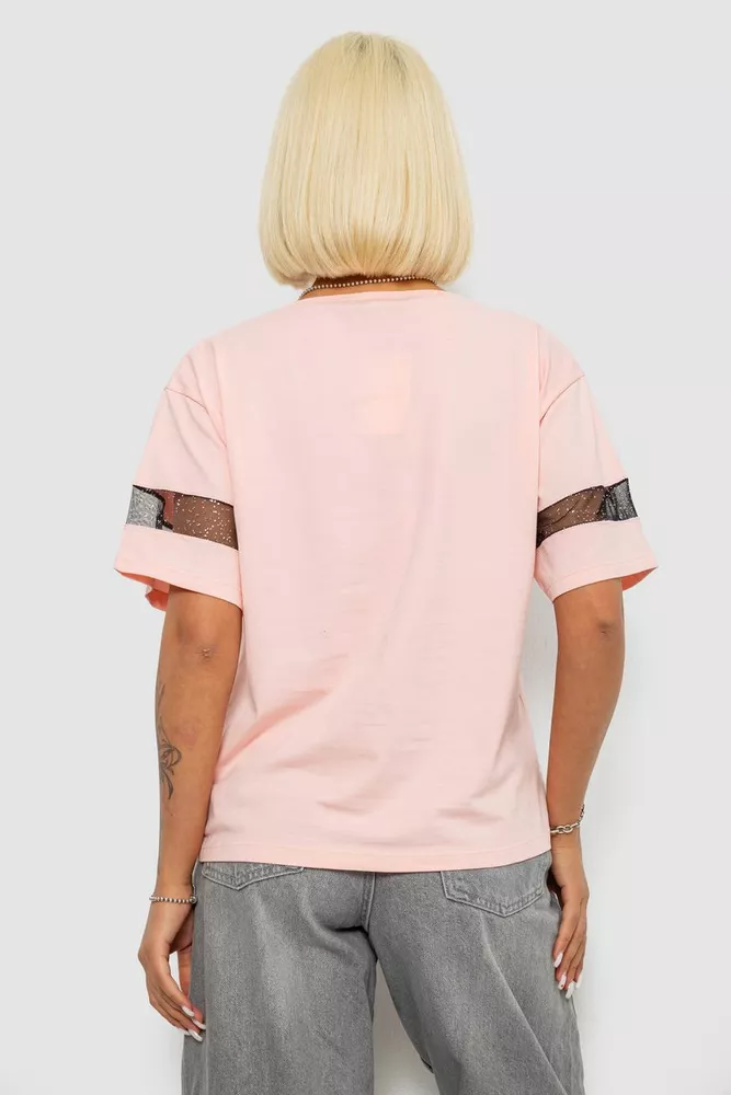 Купить Футболка женская с принтом, цвет персиковый, 244R2153-5 - Фото №4