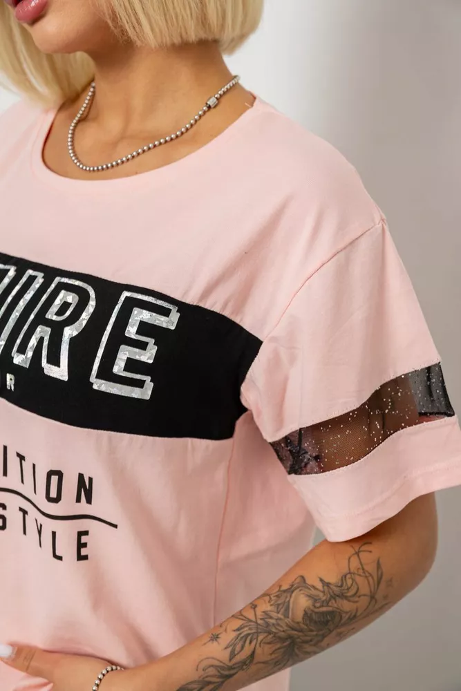 Купить Футболка женская с принтом, цвет персиковый, 244R2153-5 - Фото №5