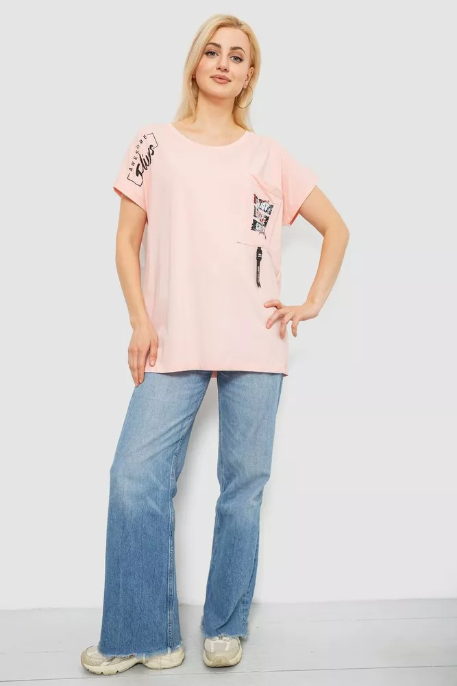 Купить Футболка женская с принтом, цвет персиковый, 244R2413 - Фото №2