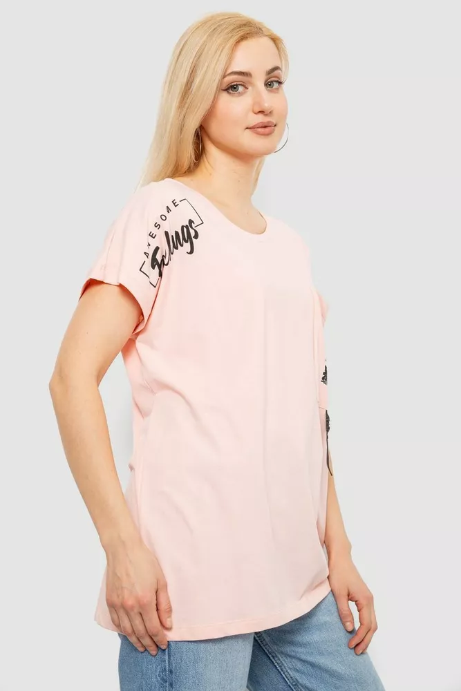 Купить Футболка женская с принтом, цвет персиковый, 244R2413 - Фото №3