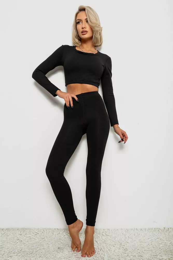 Купити Утеплені лосини, колір чорний, 139RB869 - Фото №2