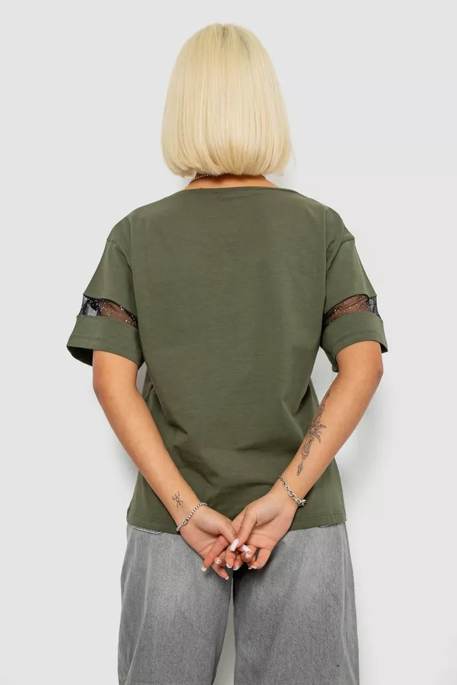 Купить Футболка женская с принтом, цвет хаки, 244R2153-5 - Фото №4