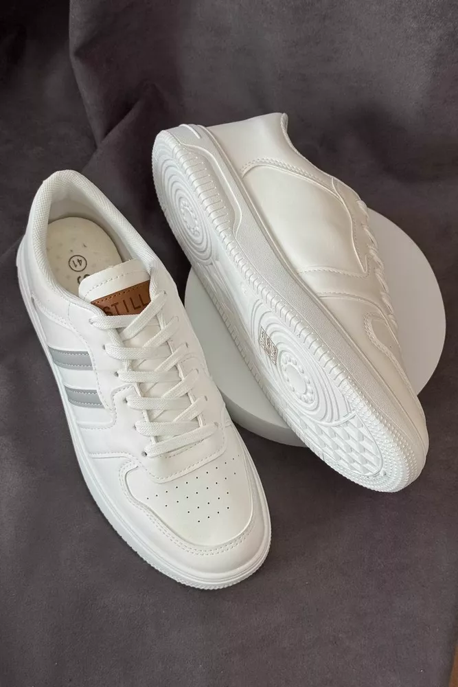 Купить Кеды мужские демисезонные, цвет бело-серый, 248RR168 - Фото №3