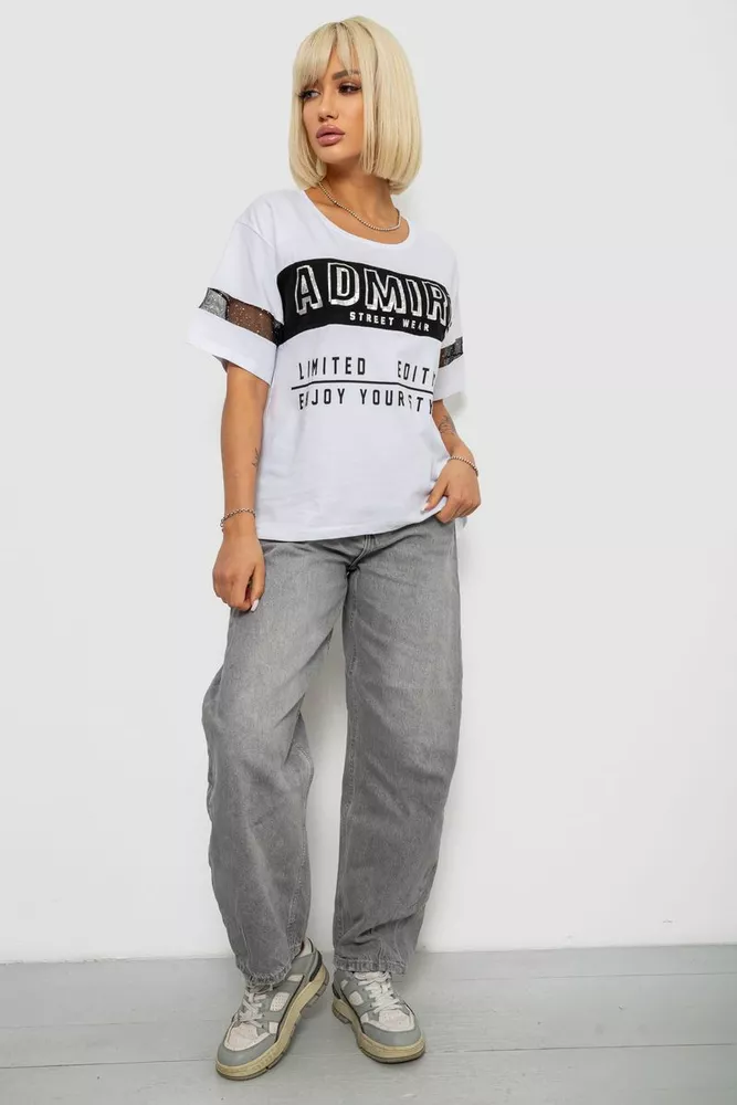 Купить Футболка женская с принтом, цвет белый, 244R2153-5 - Фото №2