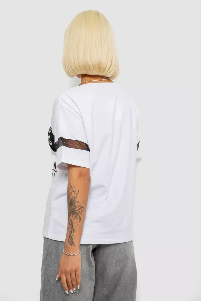 Купить Футболка женская с принтом, цвет белый, 244R2153-5 - Фото №4