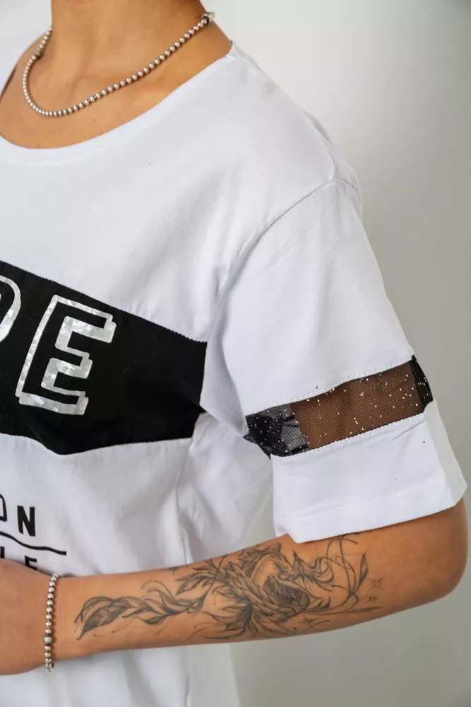 Купить Футболка женская с принтом, цвет белый, 244R2153-5 - Фото №5