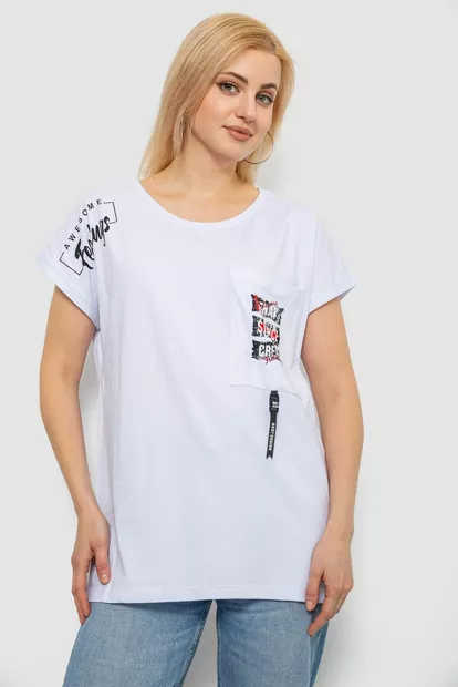 Футболка женская с принтом, цвет белый, 244R2413