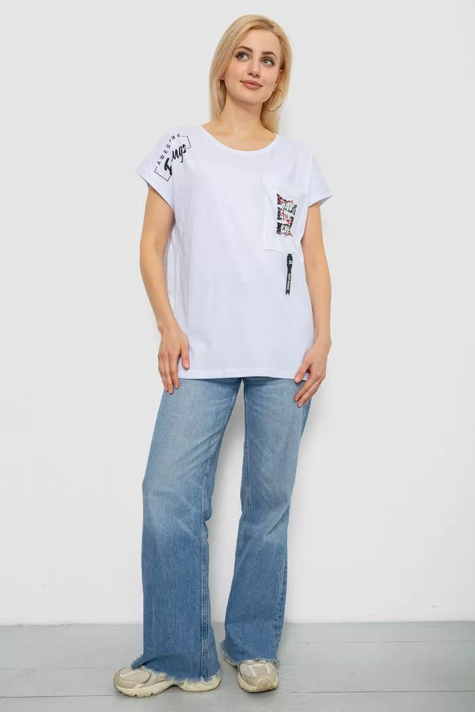 Купити Футболка жіноча з принтом, колір білий, 244R2413 - Фото №2
