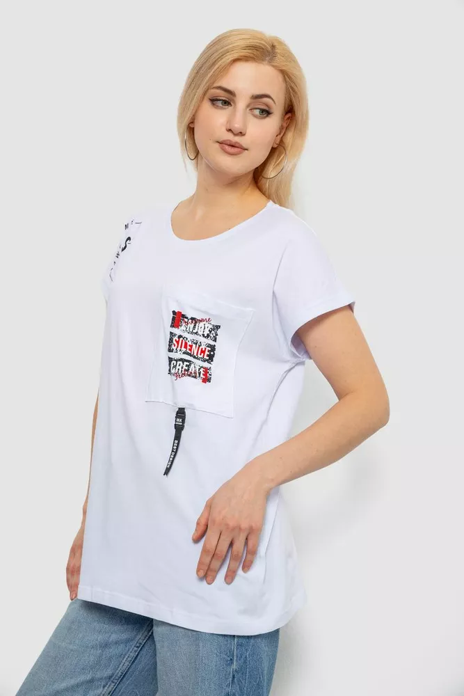 Купити Футболка жіноча з принтом, колір білий, 244R2413 - Фото №3