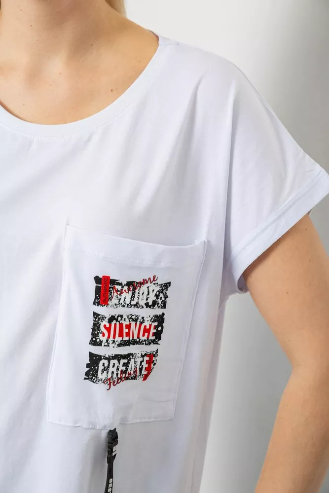 Купити Футболка жіноча з принтом, колір білий, 244R2413 - Фото №5