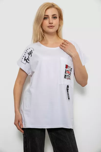 Футболка женская с принтом, цвет молочный, 244R2413