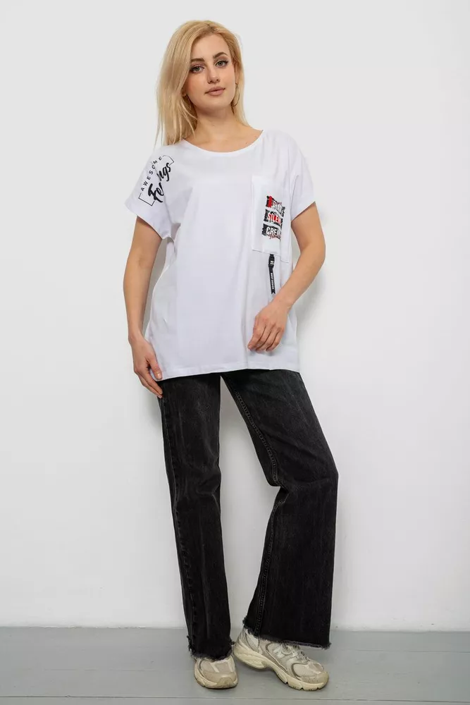 Купити Футболка жіноча з принтом, колір молочний, 244R2413 - Фото №2
