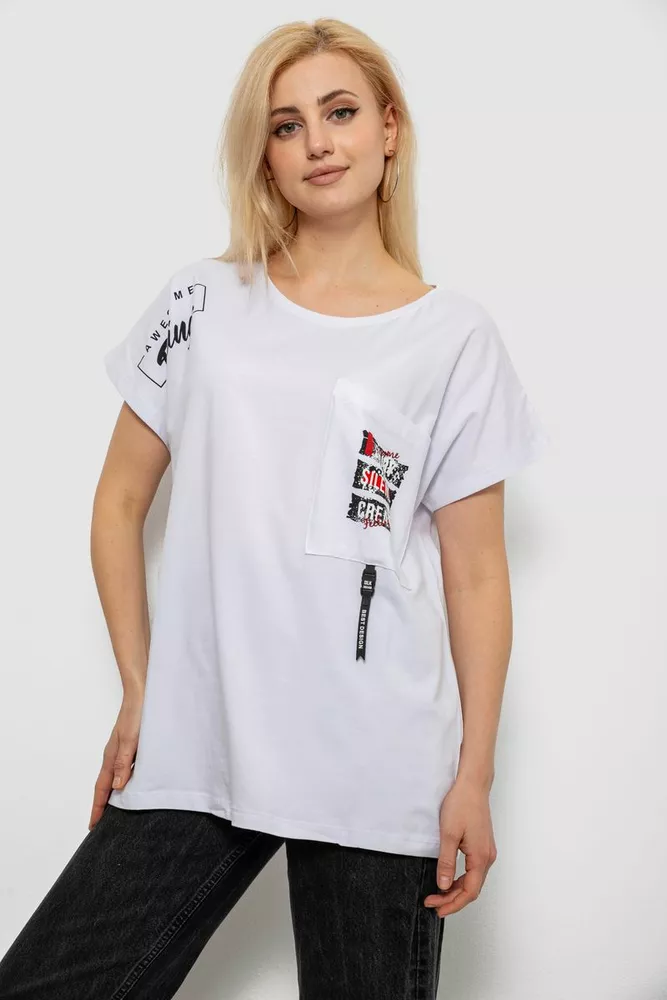 Купити Футболка жіноча з принтом, колір молочний, 244R2413 - Фото №3