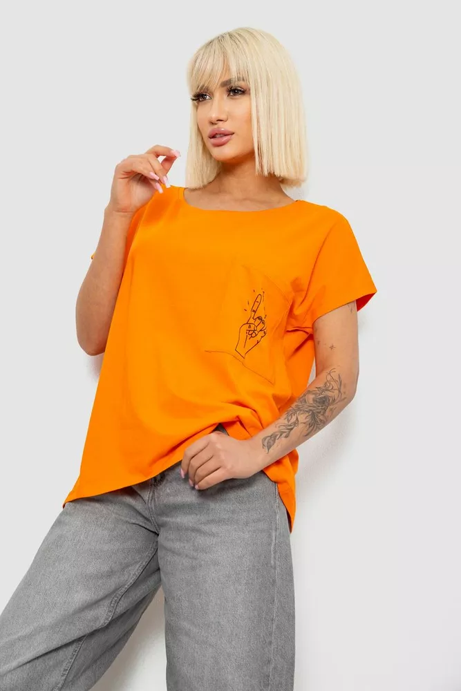 Купить Футболка женская с принтом, цвет оранжевый, 244R2013-11 - Фото №3