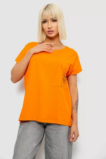 Футболка женская с принтом, цвет оранжевый, 244R2013-11