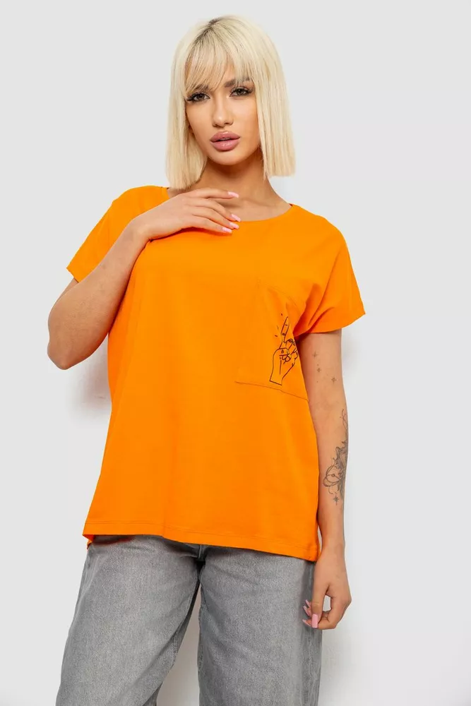 Купить Футболка женская с принтом, цвет оранжевый, 244R2013-11 - Фото №1