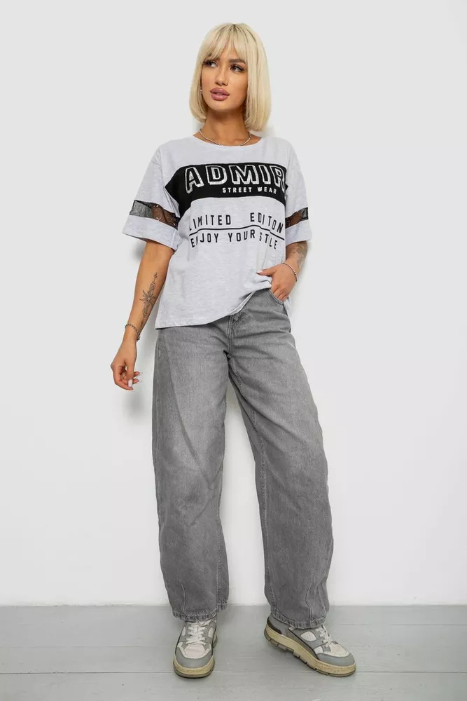 Купить Футболка женская с принтом, цвет серый, 244R2153-5 - Фото №2