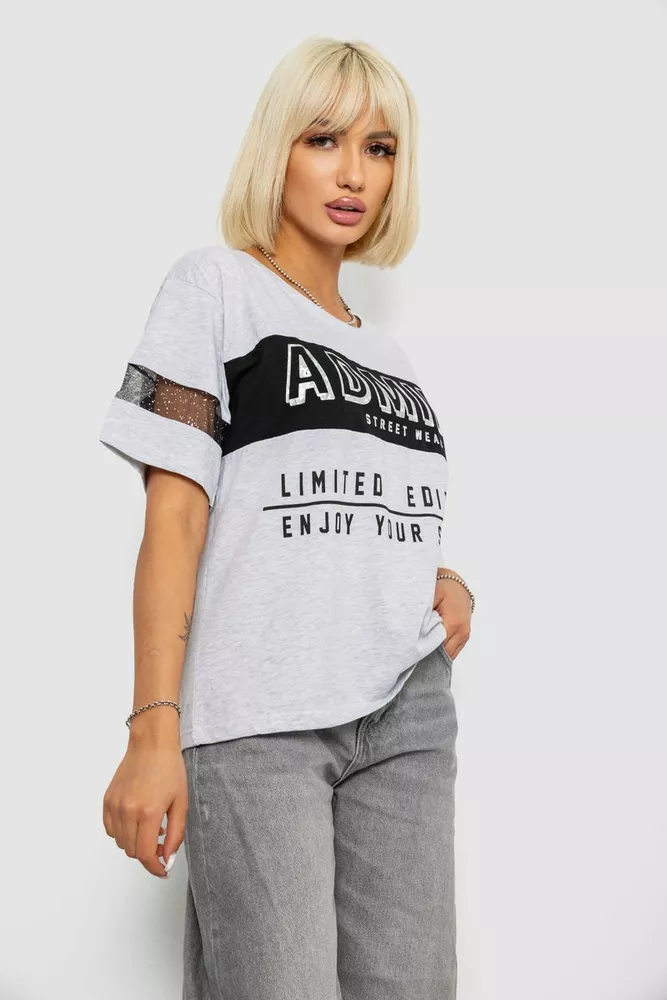 Купить Футболка женская с принтом, цвет серый, 244R2153-5 - Фото №3