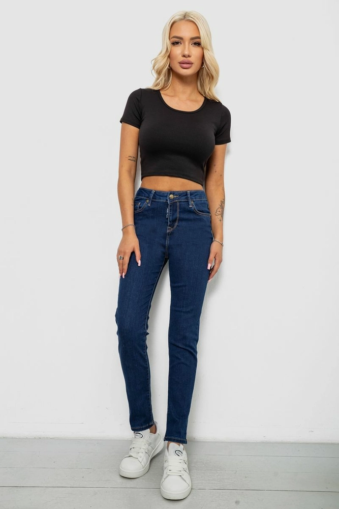 Купити Джинси жіночі однотонні Skinny, колір синій, 244R9001 - Фото №2