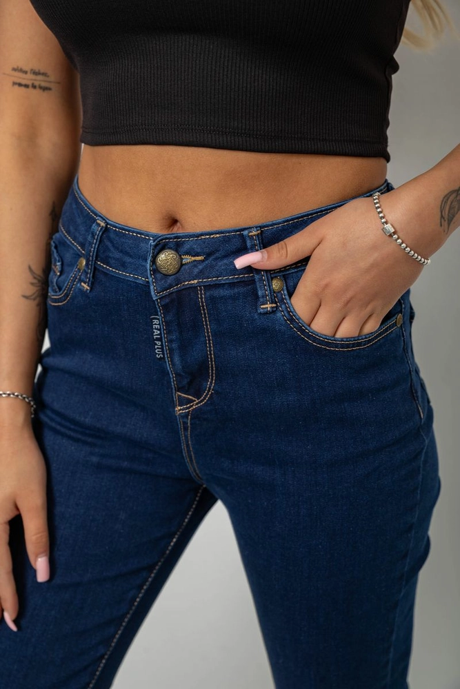 Купити Джинси жіночі однотонні Skinny, колір синій, 244R9001 - Фото №5