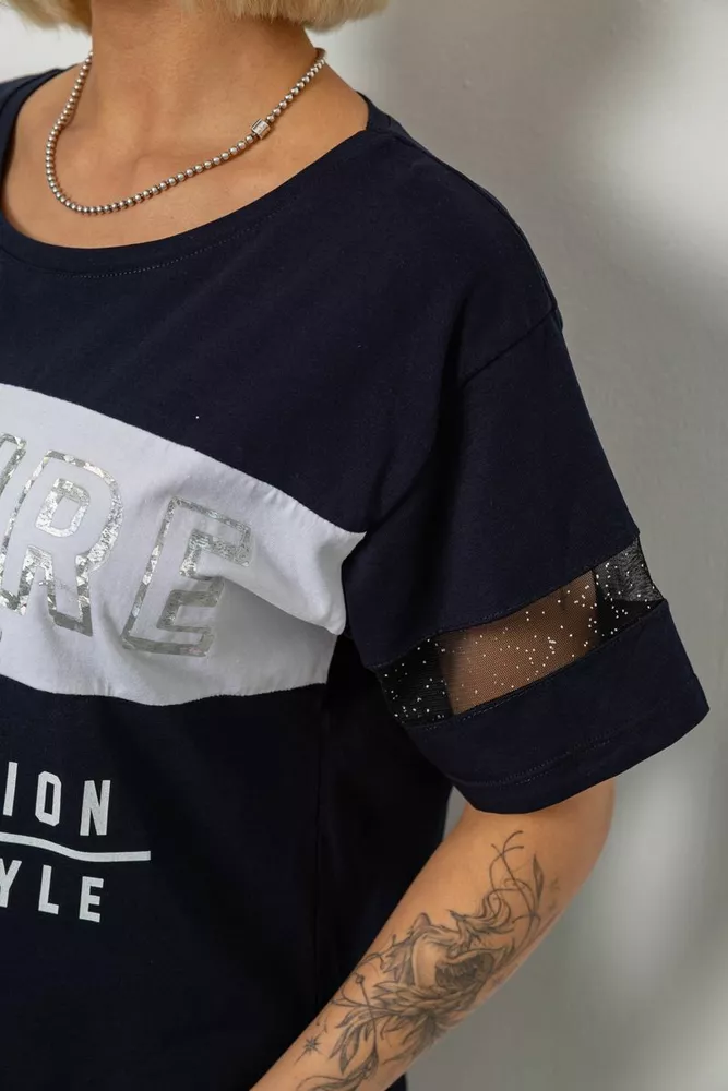 Купить Футболка женская с принтом, цвет синий, 244R2153-5 - Фото №5