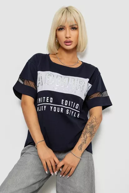 Футболка женская с принтом, цвет синий, 244R2153-5