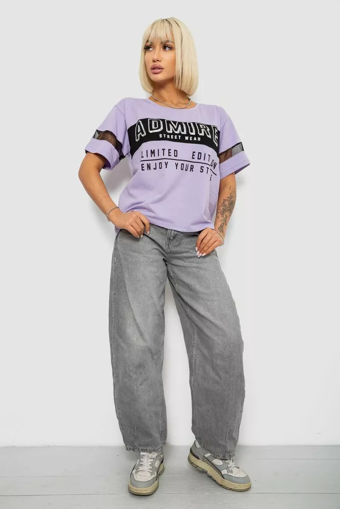Купить Футболка женская с принтом, цвет сиреневый, 244R2153-5 - Фото №2