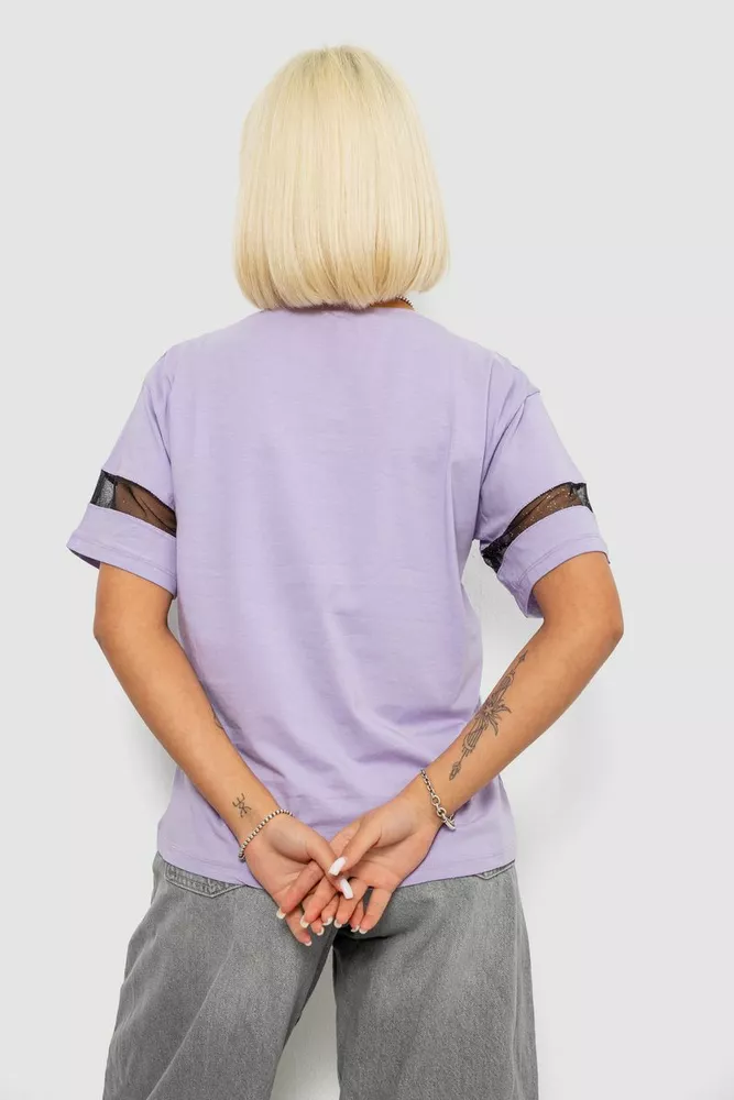 Купить Футболка женская с принтом, цвет сиреневый, 244R2153-5 - Фото №4