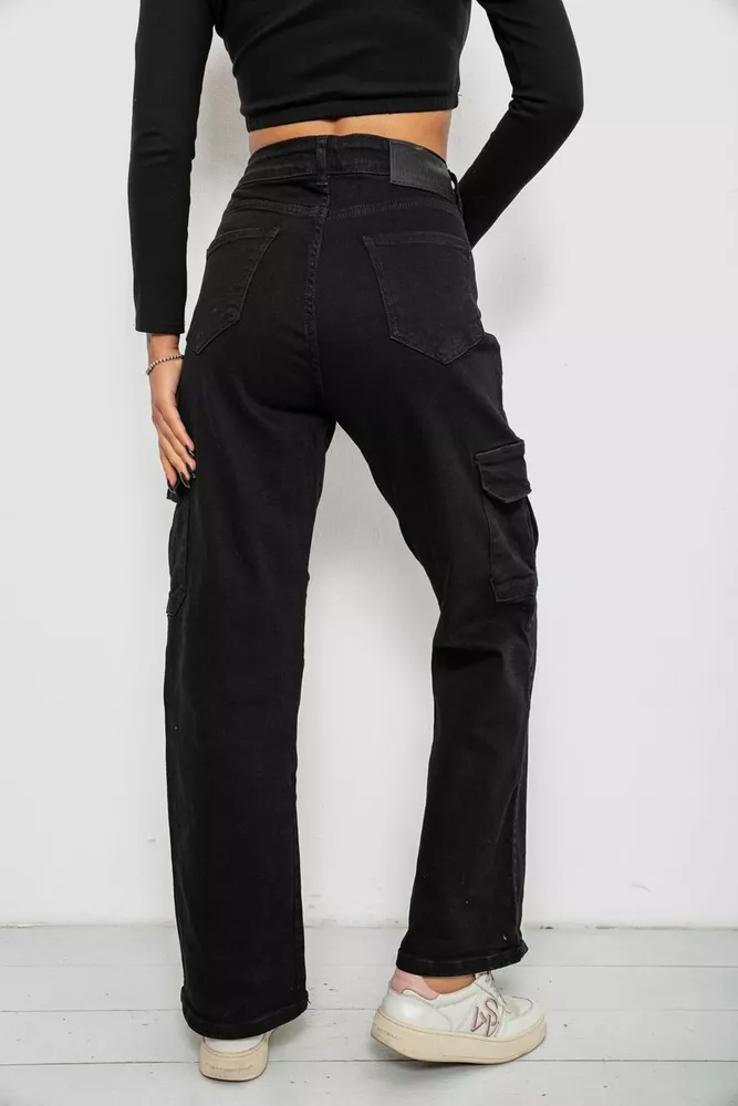 Купити Джинси жіночі однотонні Kargo, колір чорний, 244R00946 оптом - Фото №4